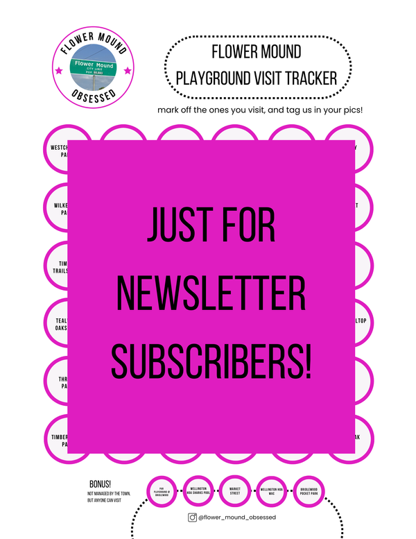 FREE printable:Can you visit all the playgrounds in Flower Mound?